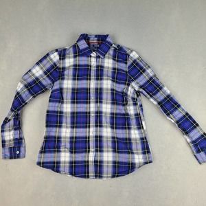 IZOD Button‎ Down Shirt Mens Medium Plaid Long Sleeve Blue